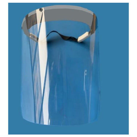 Clear plastic face shield with white headband, Empura Protective Face Shield for safety