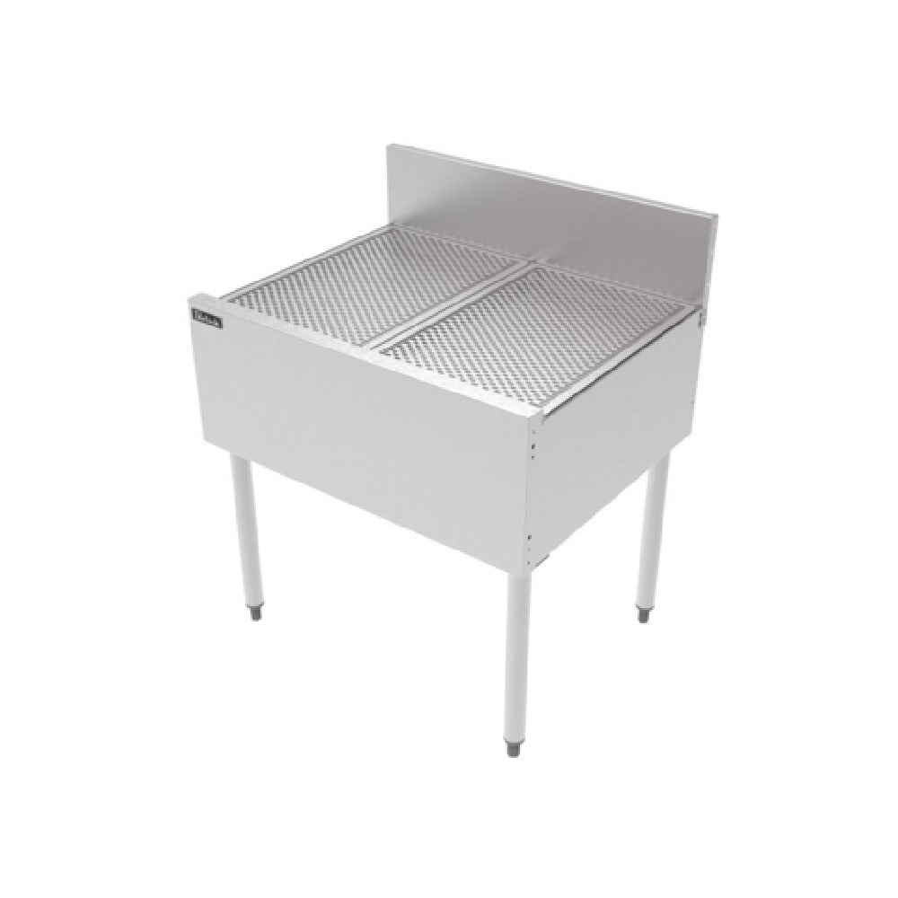 Stainless steel TSF Series Underbar Drainboard Sink with adjustable legs and mesh grating