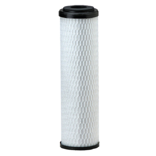 Cylindrical white CG5-10S water filter cartridge with black end caps and honeycomb pattern