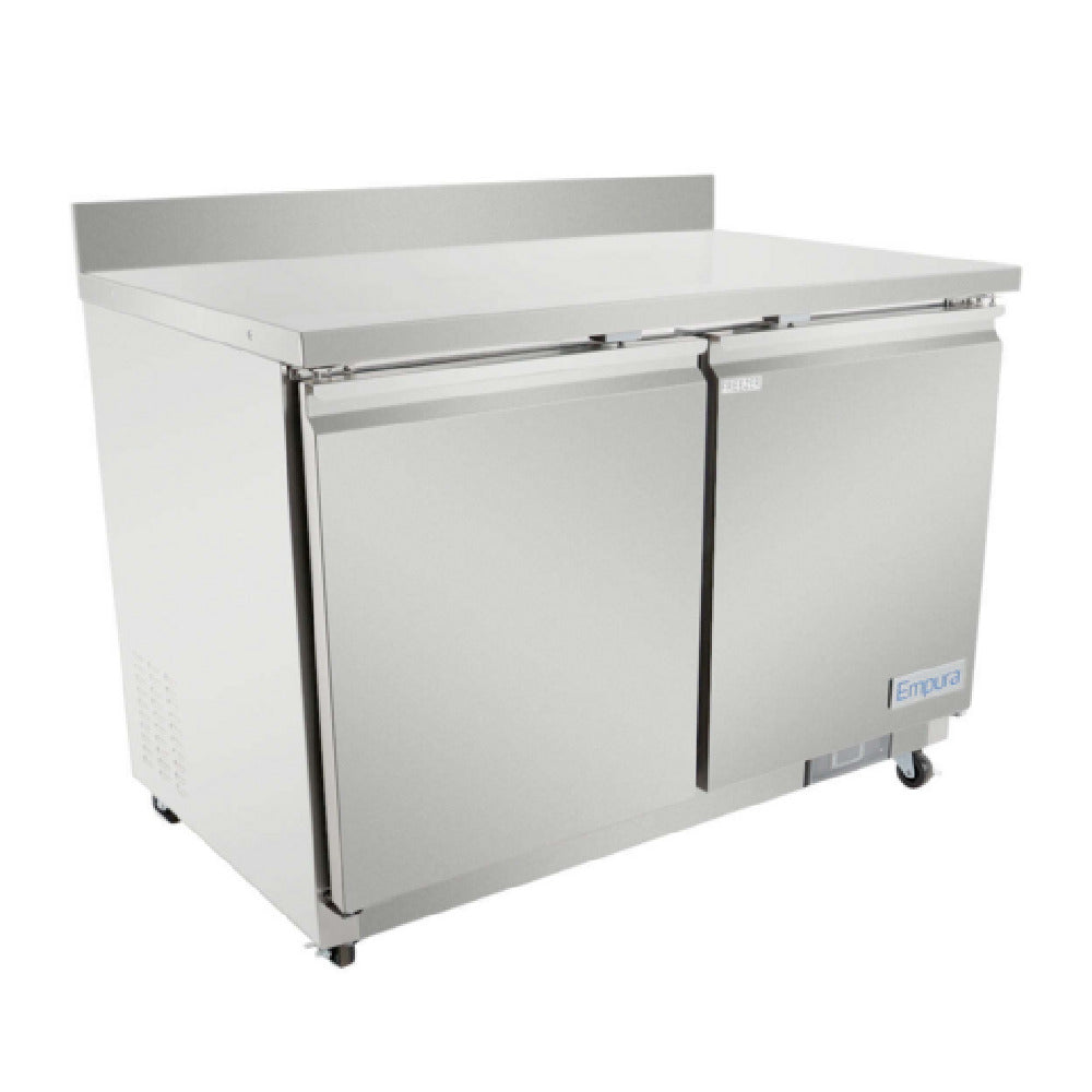 Empura E-KUC48FW - Undercounter Reach-In Freezer, Work Top, 2 Swing Door Solid Doors