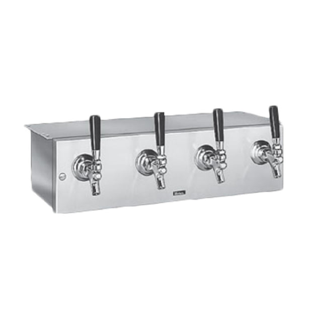 Stainless steel draft beer dispenser with four handles for space saver draft systems