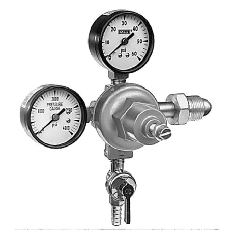 Dual-gauge gas pressure regulator with control valve for Perlick 2925C Nitrogen Regulator