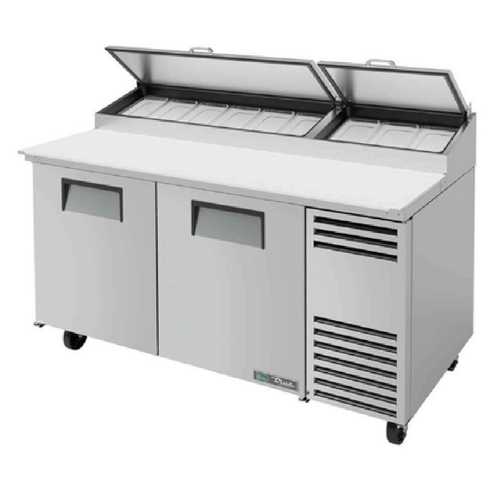 True Mfg. - General Foodservice TPP-AT-67-HC - Pizza Prep, 33 - 41°F Pan Rail, Stainless Steel Cover