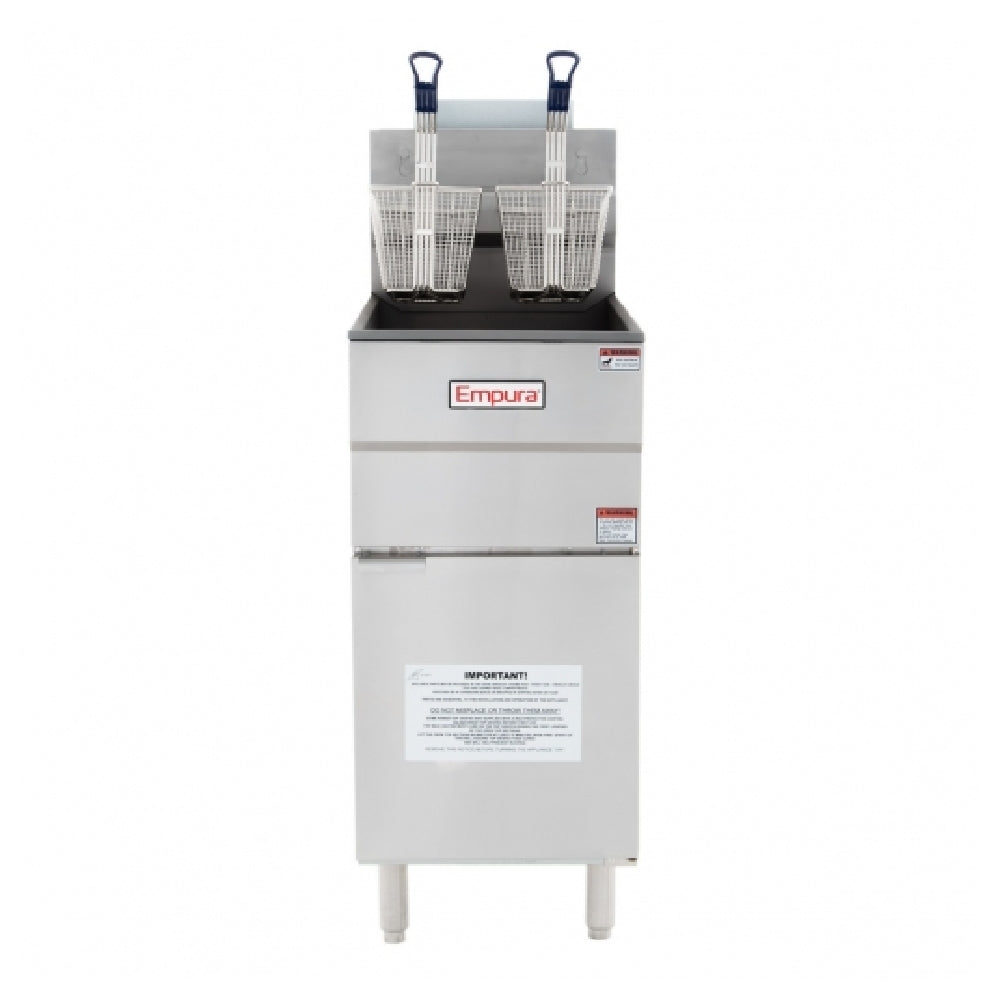 Commercial Stainless Steel Deep Fryer with Two Fry Baskets in Empura Stainless Black Diamond Model