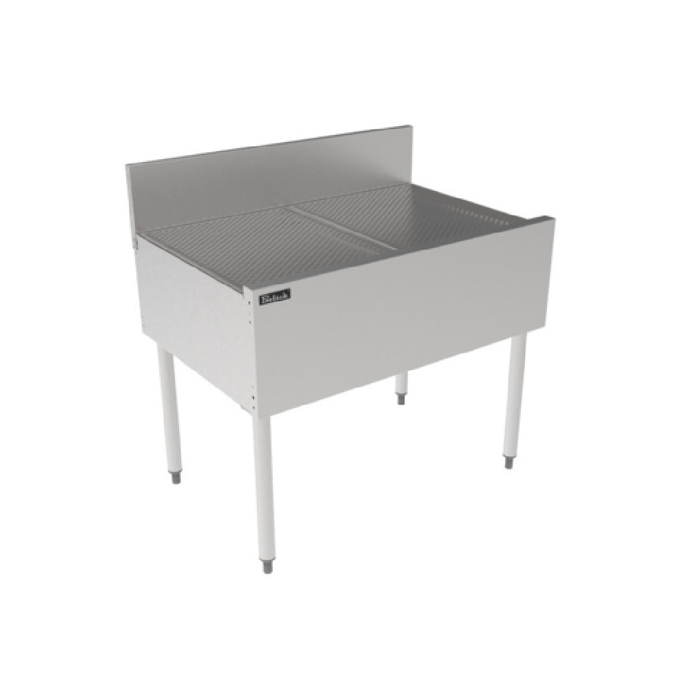 Stainless steel TSF Series Underbar Drainboard with backsplash and legs for commercial use