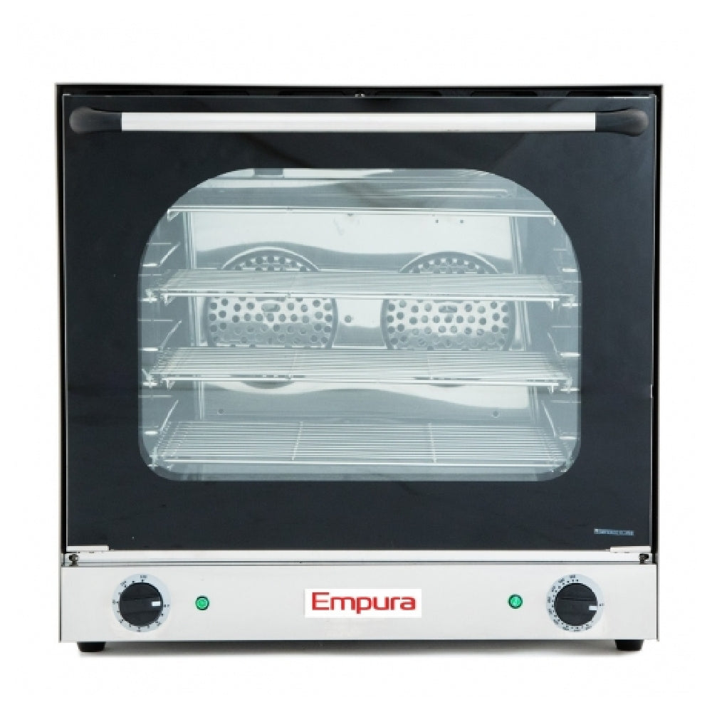 Empura Equipment E-COH-2670W Countertop Convection Oven showcasing dual control knobs and glass door
