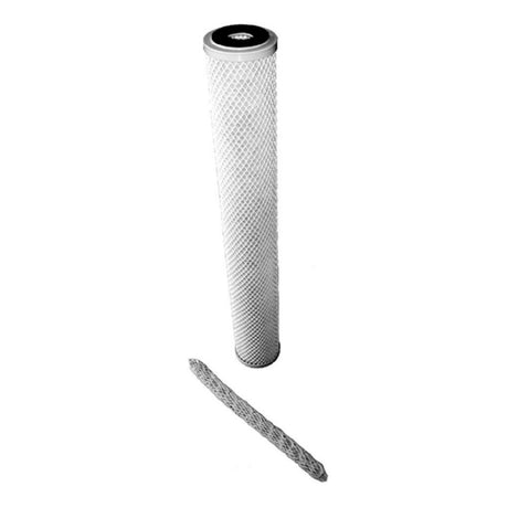 Carbon block water filter cartridge with mesh exterior for Everpure replacement cartridge