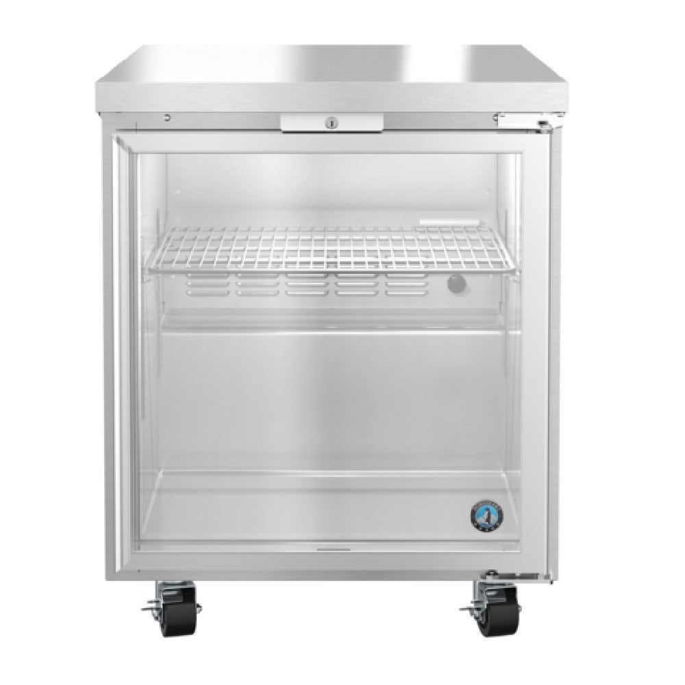 Stainless steel undercounter refrigerator on wheels with glass door from Steelheart Series