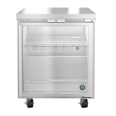 Stainless steel undercounter refrigerator on wheels with glass door from Steelheart Series