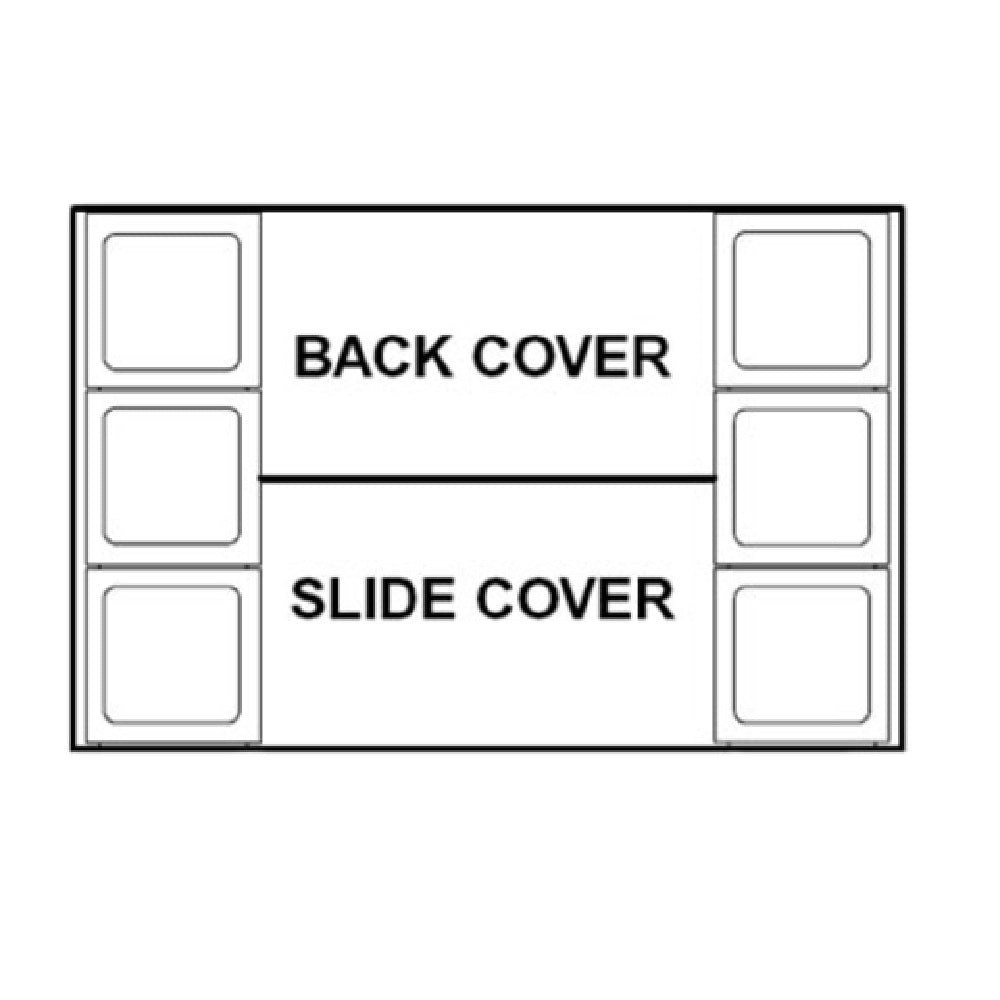Technical diagram of Perlick BW-SS6-30 cover assembly with ice chest layout and placeholder squares