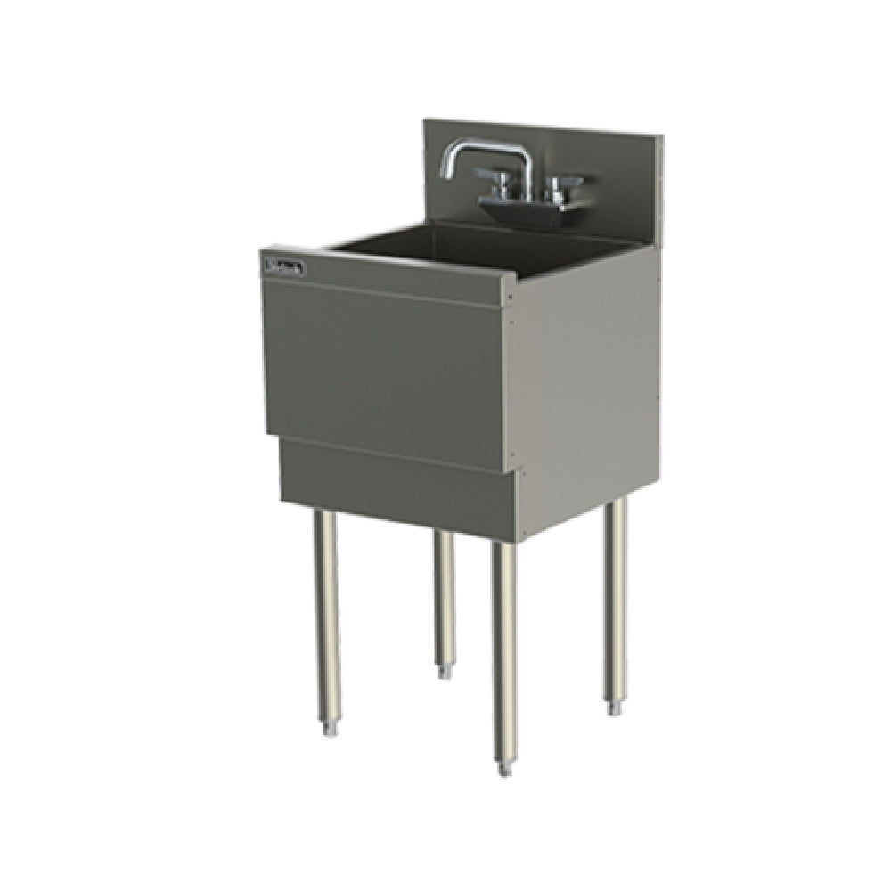 Commercial stainless steel underbar sink unit TS181CA with extra capacity on metal legs