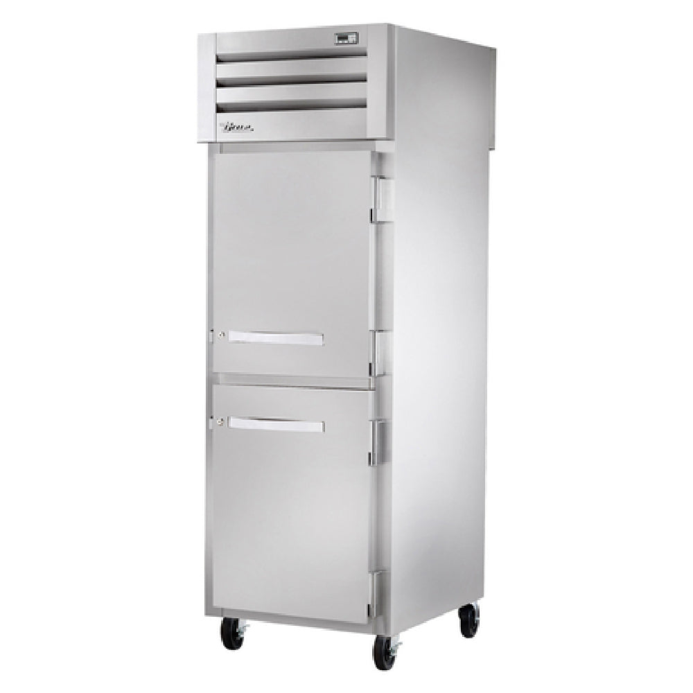 Stainless steel True Refrigeration STR1RPT-2HS-2HG-HC with half doors and top ventilation