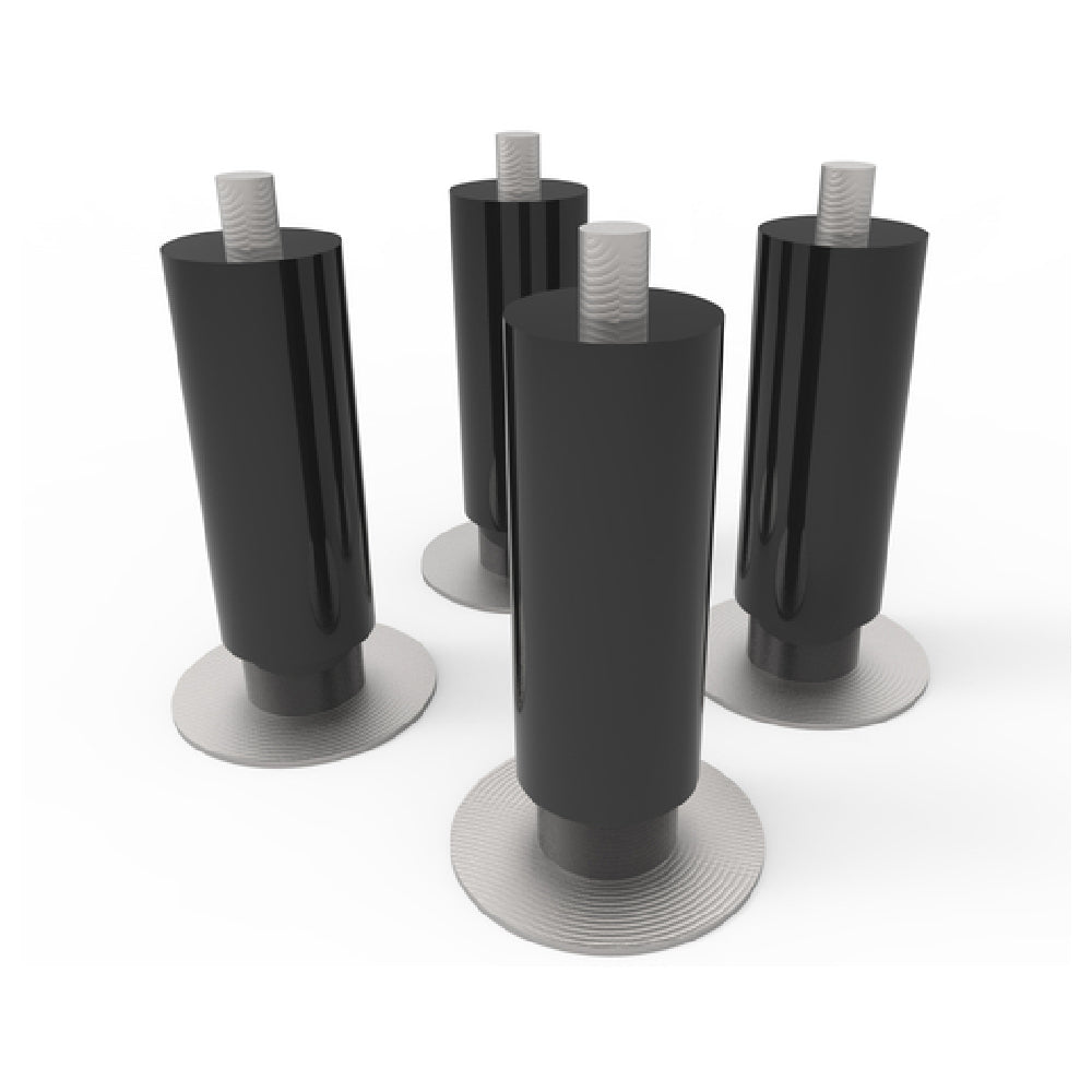 Black cylindrical speakers with circular bases and white tops for Hoshizaki seismic leg kit