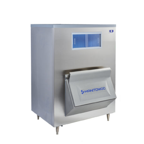 Stainless steel ice storage bin with slanted front door for Manitowoc Large Upright Storage