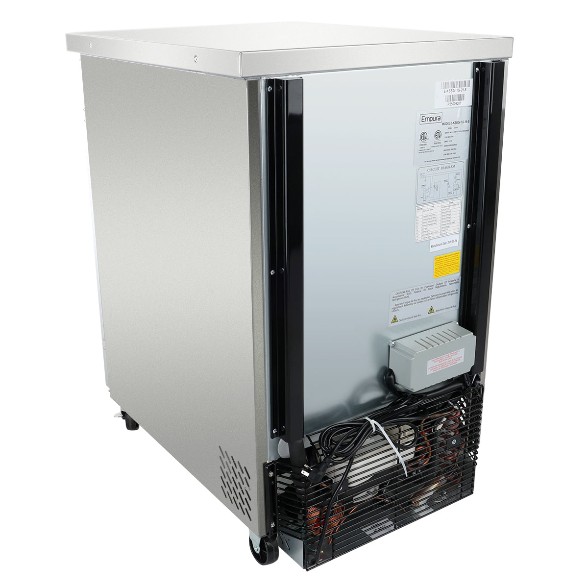 Empura Refrigeration E-KBB24-1G-29-S Back Bar Cooler 24.1"W X 29.9"D X 38.7"H 8.1 Cu. Ft. Capacity