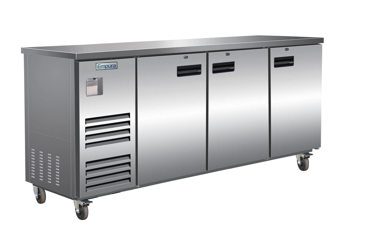 Empura Refrigeration E-KBB90-3-27-S Back Bar Cooler 3 Swing Solid Doors 90"W X 27 5/8"D X 42 1/2"H