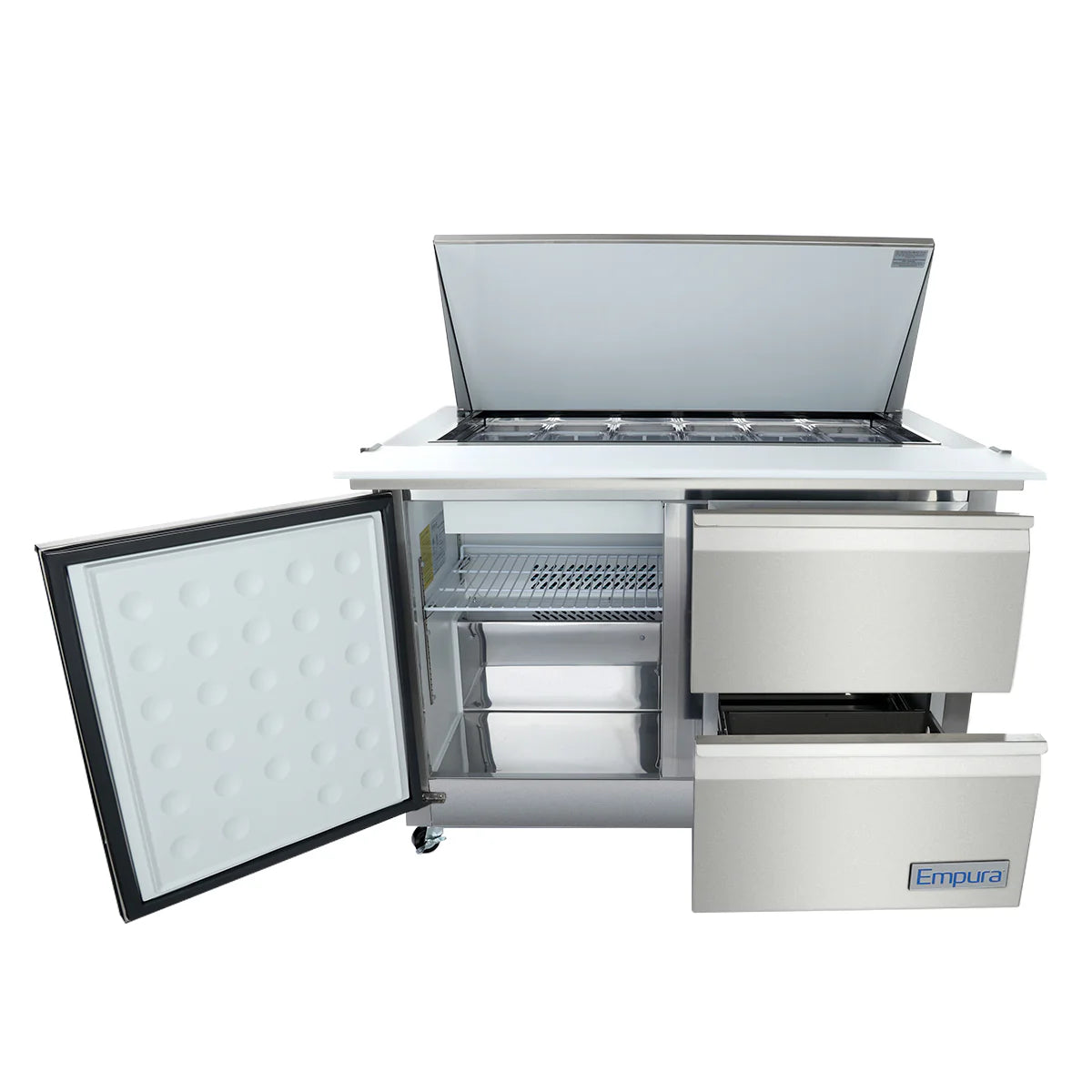 Empura Refrigeration E-KSP48M-D2 Refrigerated Sandwich/Salad Mega Top Prep Table With Drawers