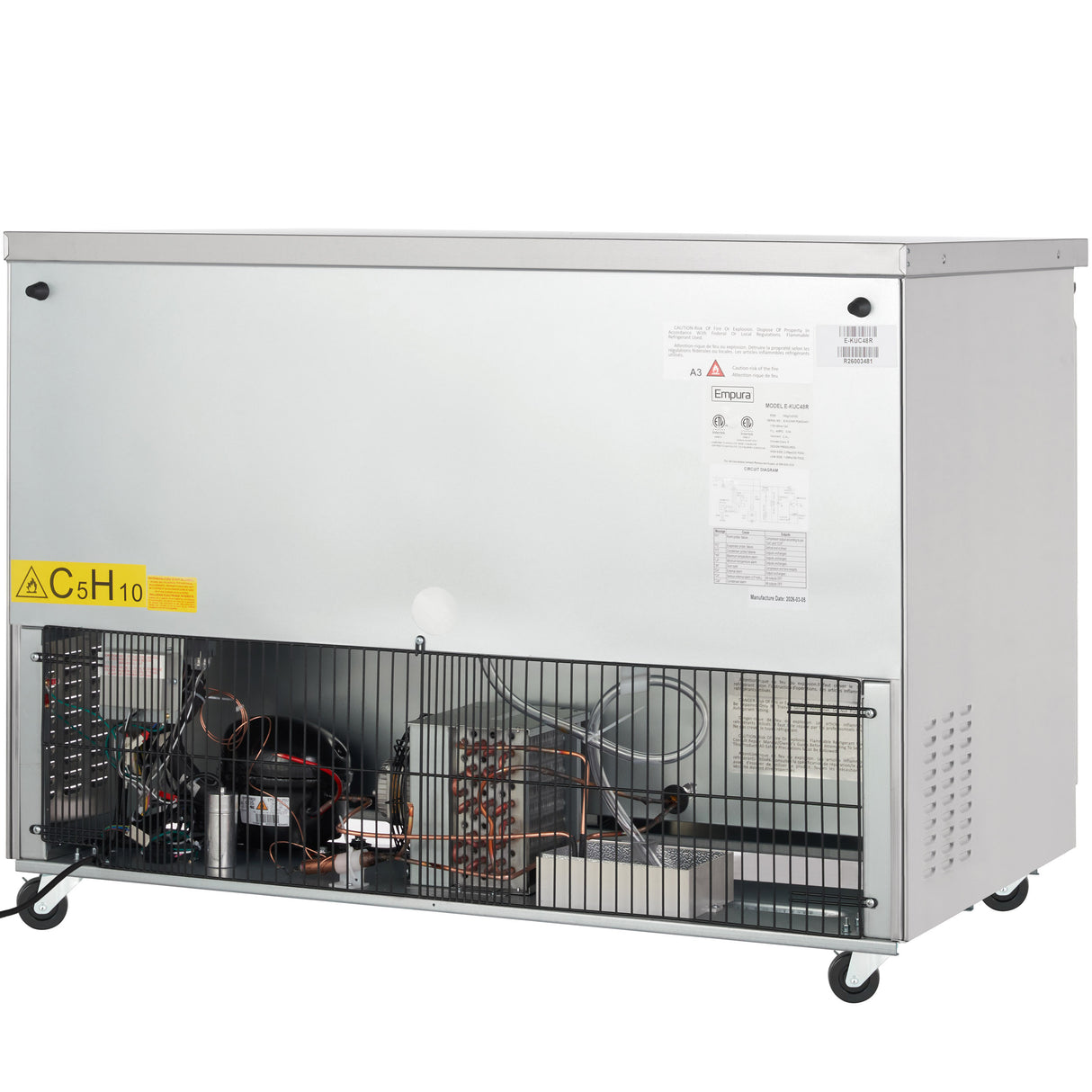 Empura Refrigeration E-KUC48 Undercounter Reach-In Refrigerator 48.2"W X 29.9"D X 35.5"H 10.1 Cu. Ft. Capacity