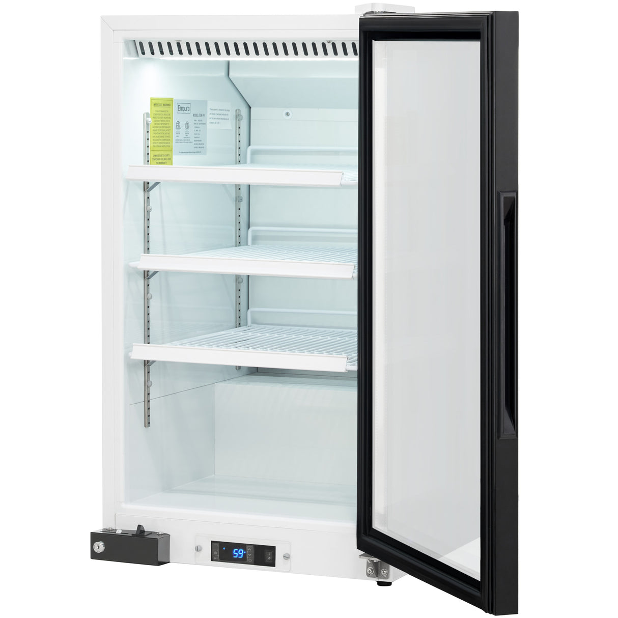 Empura 26" White Swing Glass Door Countertop Merchandiser Refrigerator with ClearKeeper™ Glass, 7 Cu. Ft., LED Lighting, Automatic Defrost