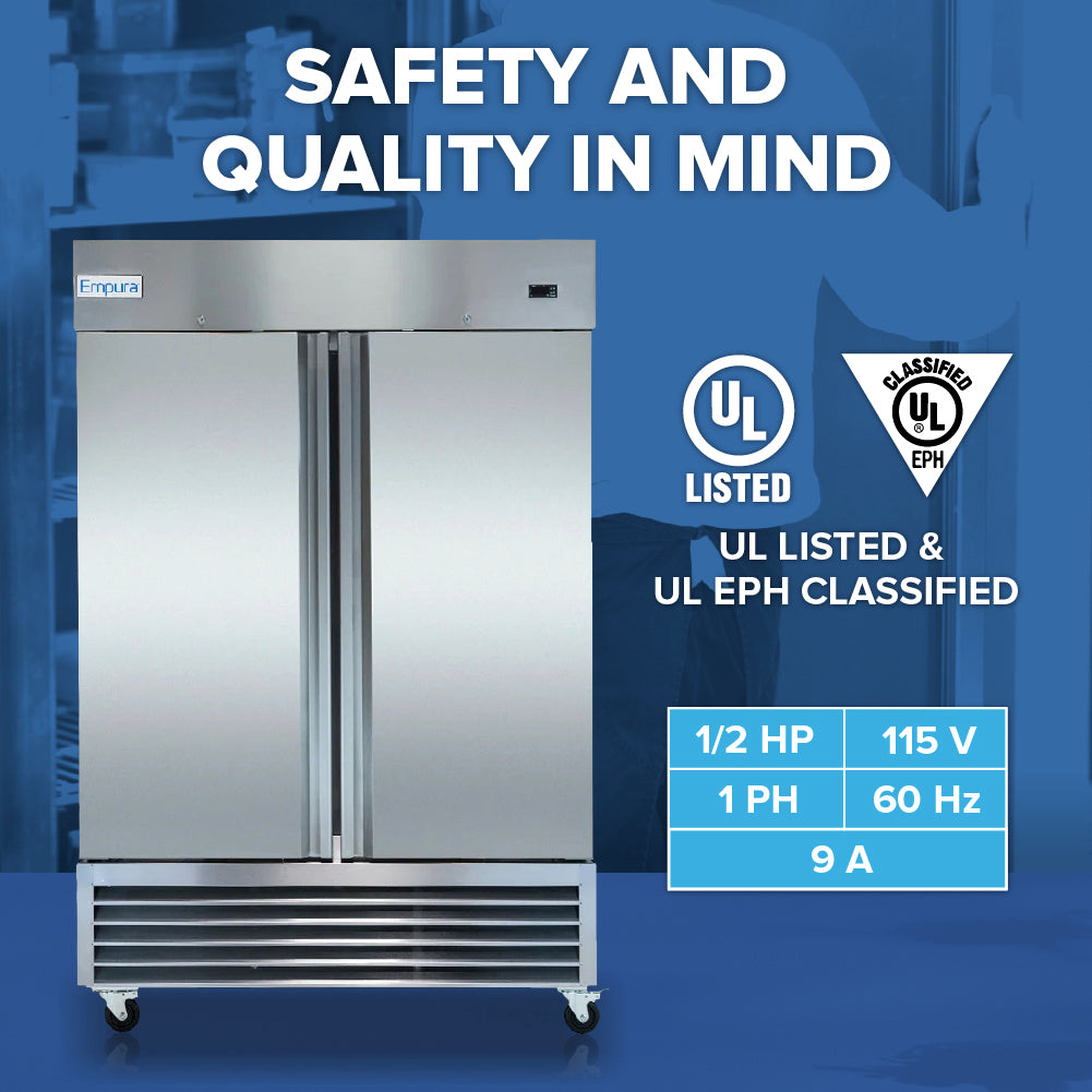 Empura Refrigeration E-KB54F Reach-In Freezer 53.9"W X 32.7"D X 82.3"H 41.6 Cu. Ft. Capacity