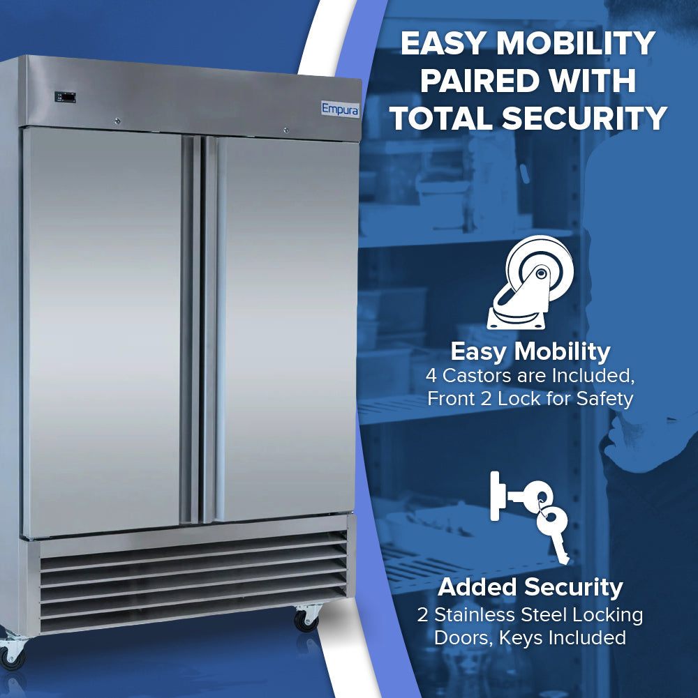 Empura Refrigeration E-KB54F Reach-In Freezer 53.9"W X 32.7"D X 82.3"H 41.6 Cu. Ft. Capacity