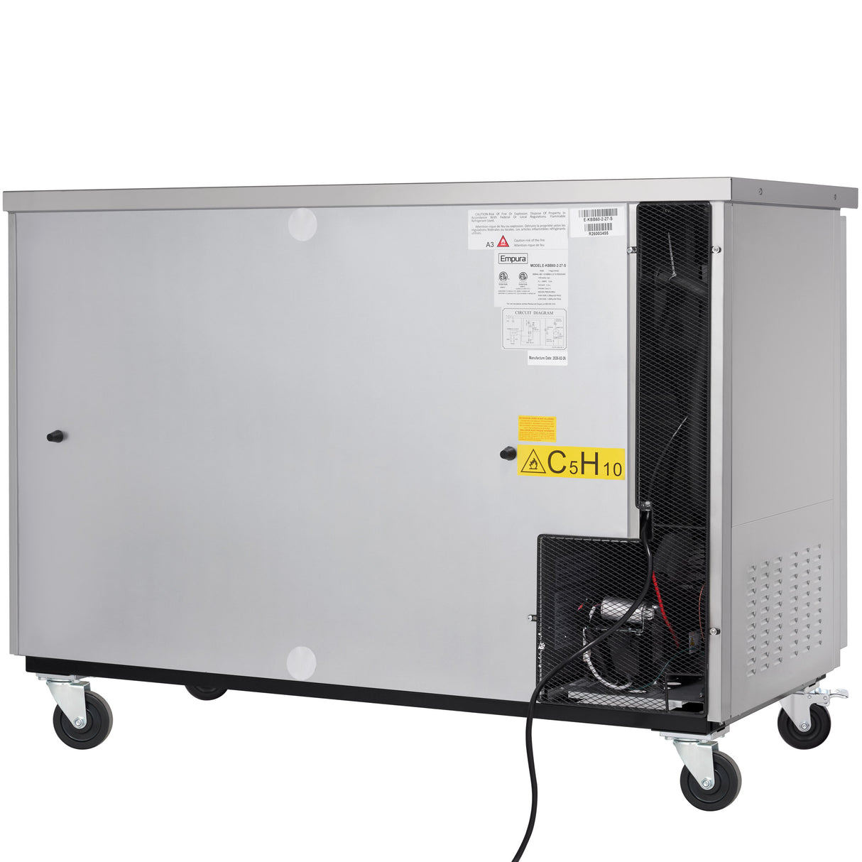 Empura Refrigeration E-KBB60-2-27-S Back Bar Cooler 2 Swing Solid Doors 58 3/4"W X 27 5/8"D X 42 1/2"H