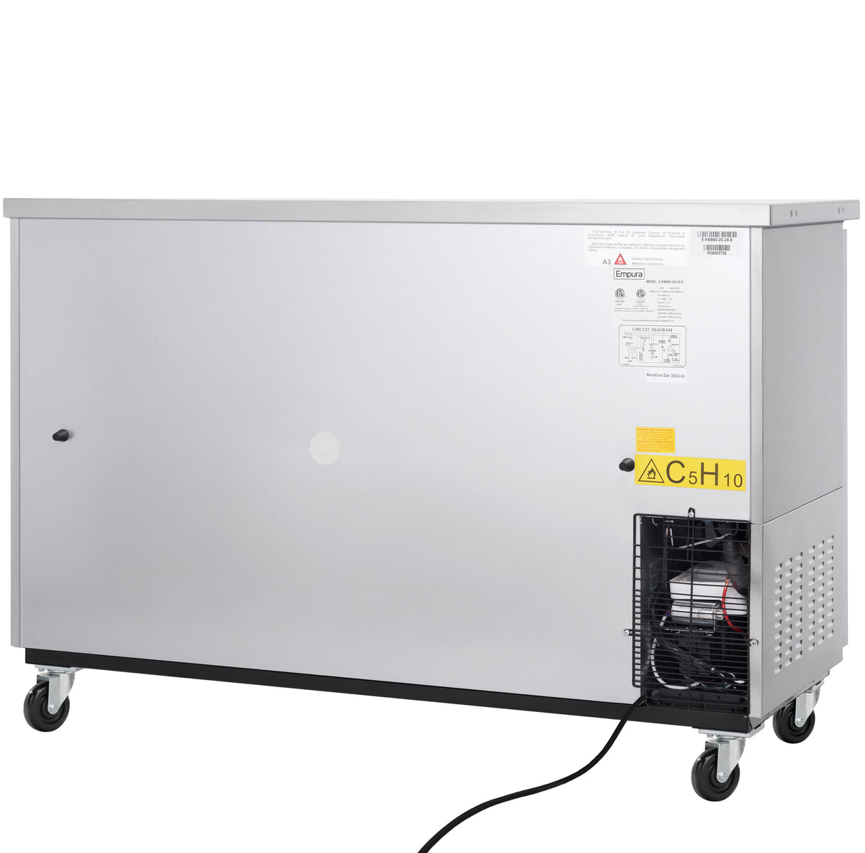 Empura Refrigeration E-KBB60-2G-24-S Back Bar Cooler 61.1"W X 24.4"D X 41.7"H 16.6 Cu. Ft. Capacity