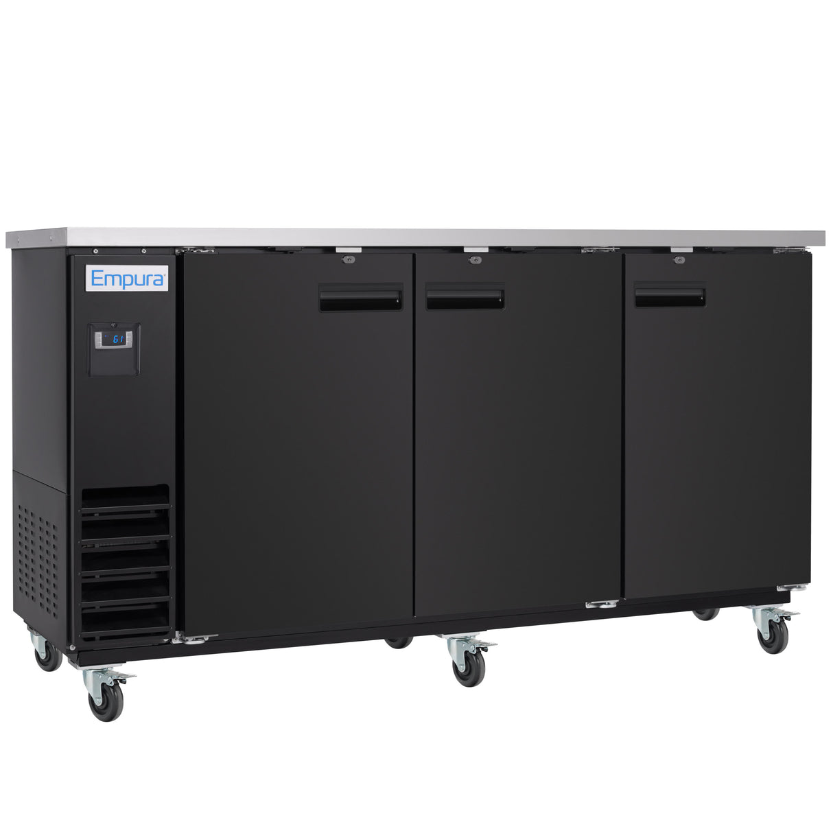 Empura Refrigeration E-KBB70-3-24 Back Bar Cooler 3 Swing Solid Doors 73"W X 24 7/16"D X 41 3/4"H