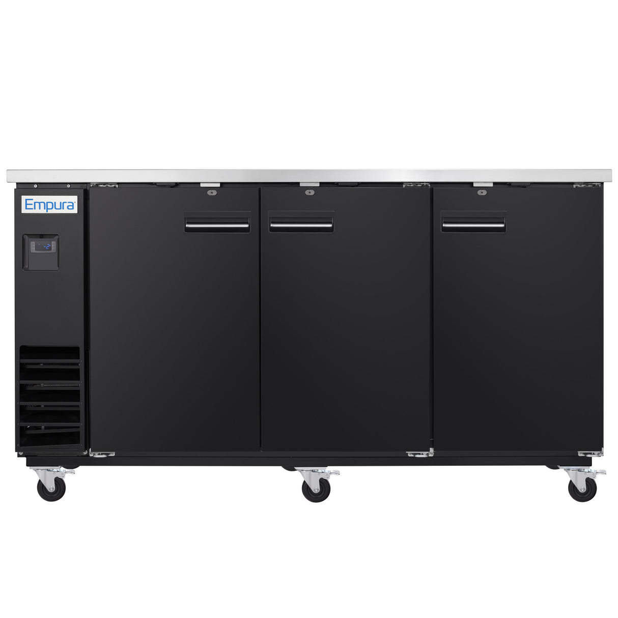 Empura Refrigeration E-KBB70-3-24 Back Bar Cooler 3 Swing Solid Doors 73"W X 24 7/16"D X 41 3/4"H