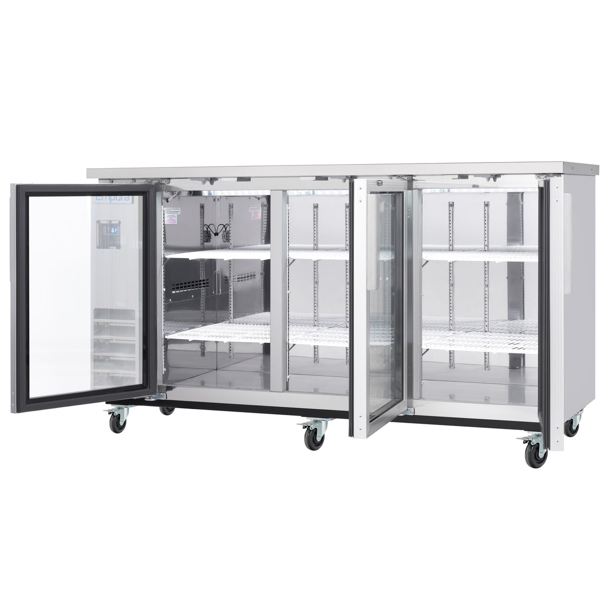Empura Refrigeration E-KBB72-3G-24-S Back Bar Cooler 73.1"W X 24.4"D X 41.7"H 20.8 Cu. Ft. Capacity