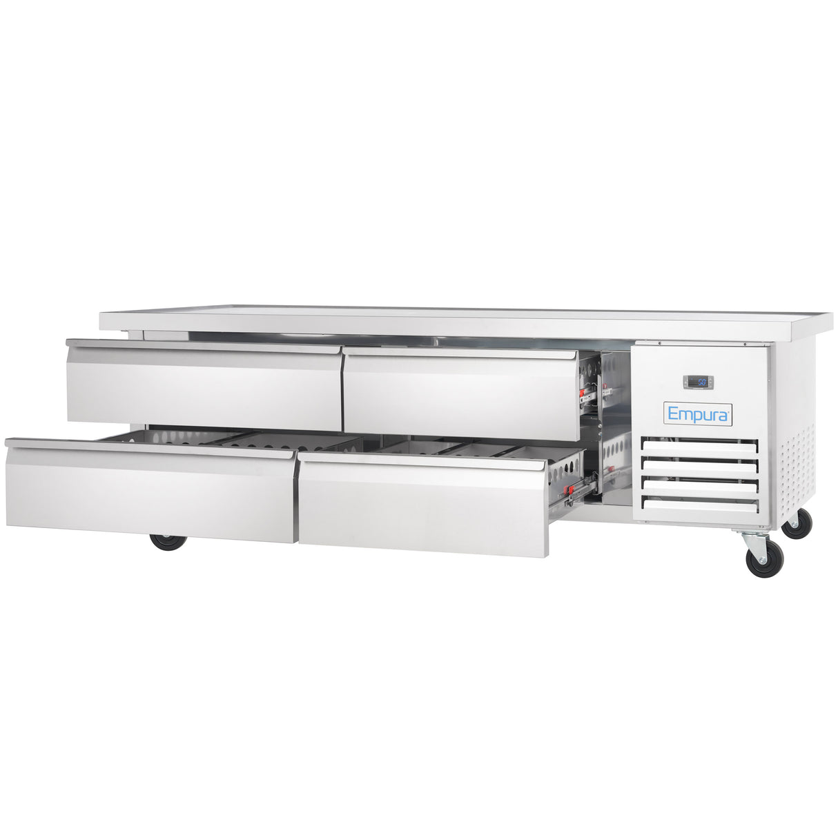 Empura Refrigeration E-KCBRC76 Refrigerated Equipment Stand 76"W X 31.9"D X 26.8"H 11.4 Cu. Ft. Capacity