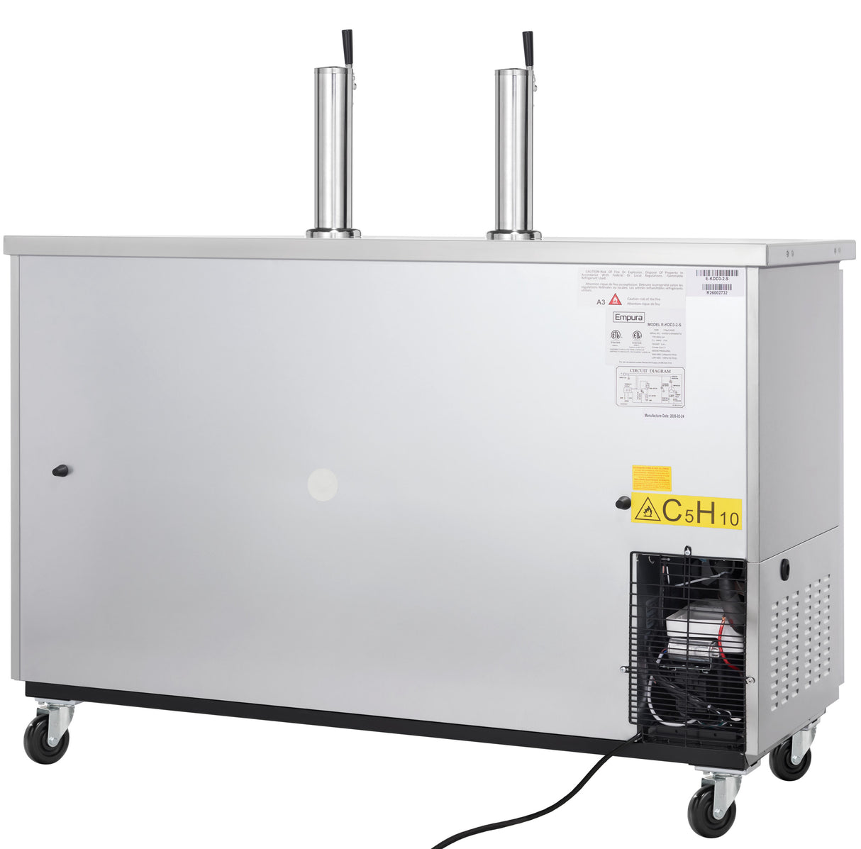 Empura Refrigeration E-KDD3-2-S Direct Draw Beer Dispenser 61.1"W X 24.41"D X 41.9"H 16.6 Cu. Ft. Capacity