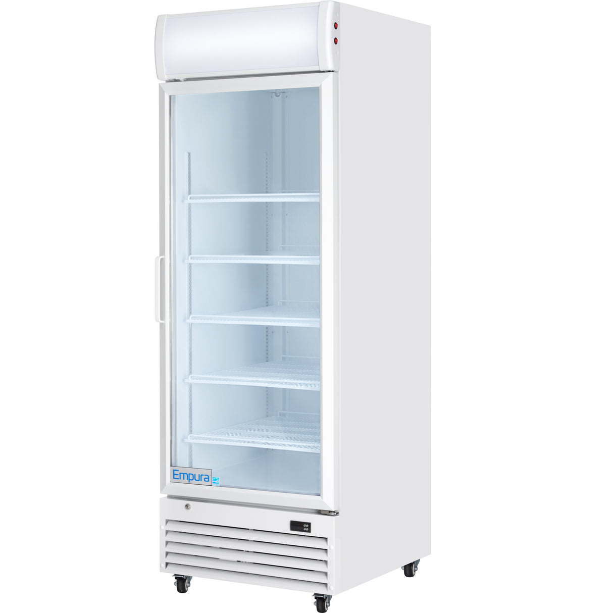 Empura 28" White Swing Glass Door Merchandiser Refrigerator with ClearKeeper™ Glass, 21 Cu. Ft., LED Lighting, 5 Adjustable Shelves