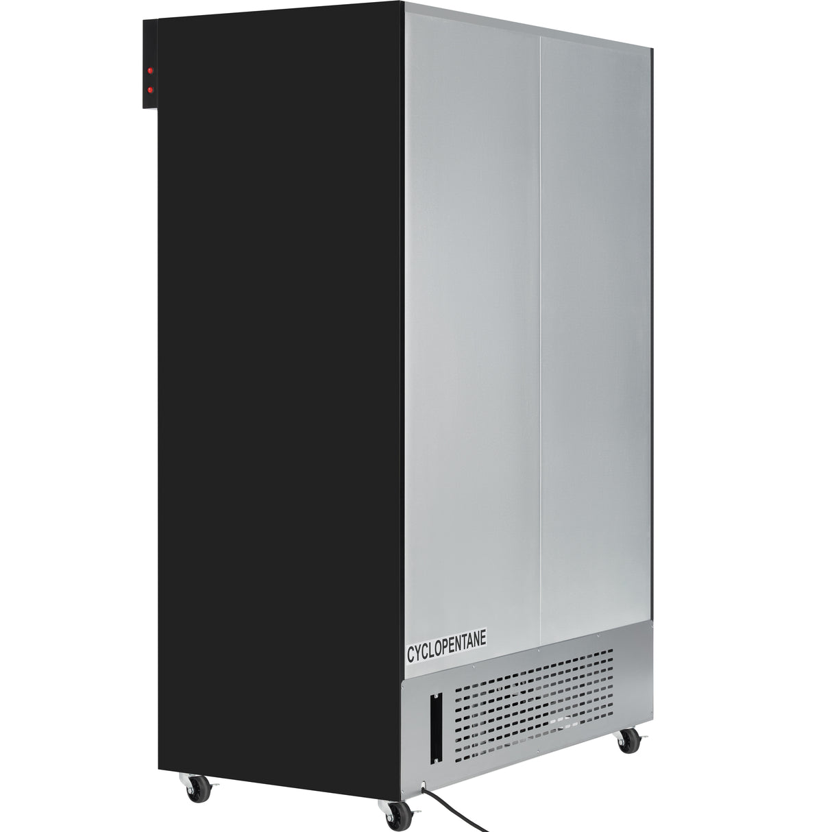 Empura 52" Black Sliding Glass 2 Door Merchandiser Refrigerator with ClearKeeper™ Glass, 48 Cu. Ft., LED Lighting, 8 Adjustable Shelves
