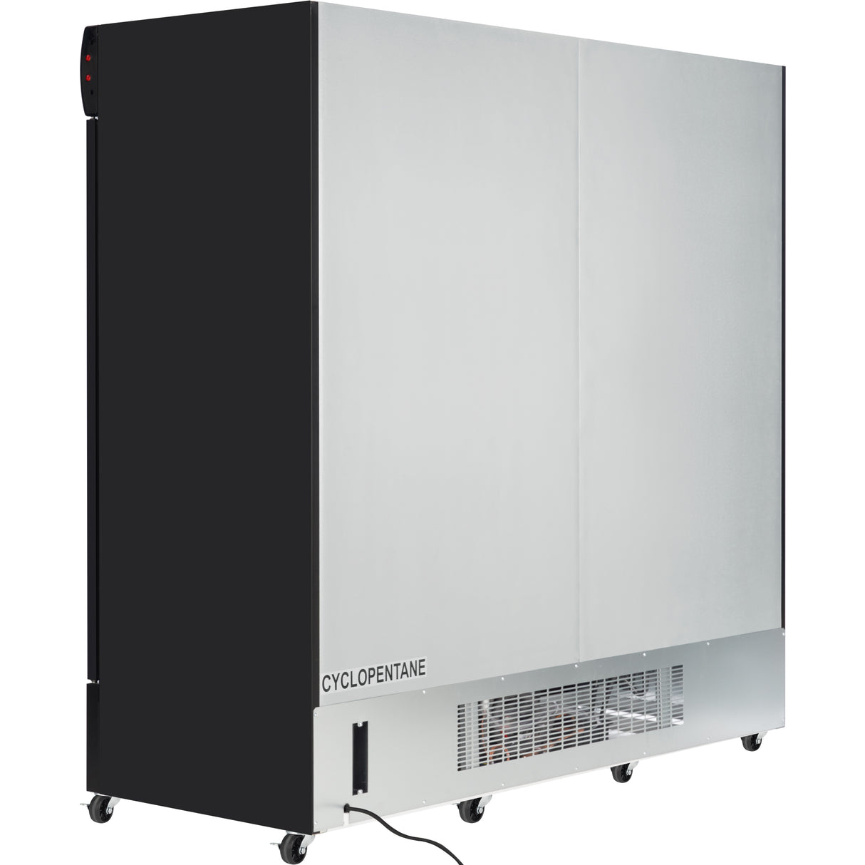Empura 78" Black Swing Glass 3 Door Merchandiser Refrigerator with ClearKeeper™ Glass, 66.6 Cu. Ft., LED Lighting, 15 Adjustable Shelves