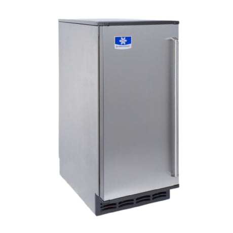 Stainless steel refrigerator with blue logo on Manitowoc USE0050A Premier Ice Maker