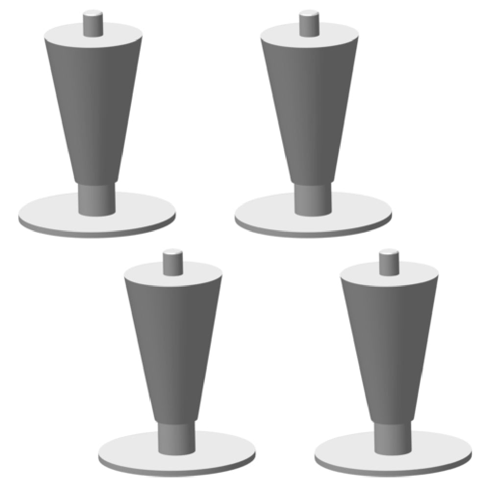 Four stainless steel flange legs with circular bases in Hoshizaki Flange Leg Package