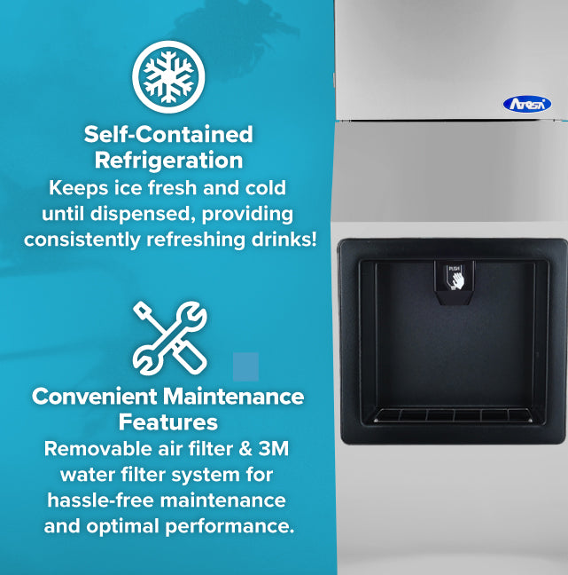 Atosa HD350-AP-161 Hotel Ice Machine & Dispenser Full Cube Ice 23"W X 29-1/2"D X 70-9/10"H