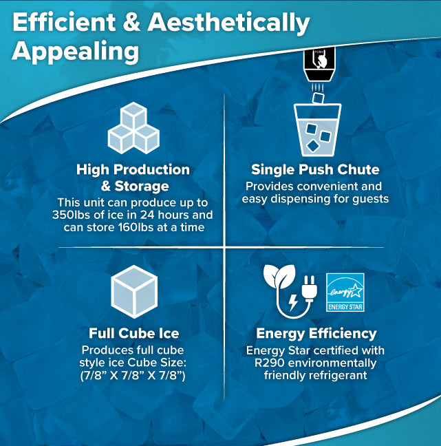 Atosa HD350-AP-161 Hotel Ice Machine & Dispenser Full Cube Ice 23"W X 29-1/2"D X 70-9/10"H