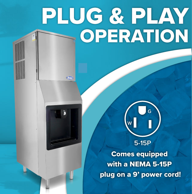 Atosa HD350-AP-161 Hotel Ice Machine & Dispenser Full Cube Ice 23"W X 29-1/2"D X 70-9/10"H