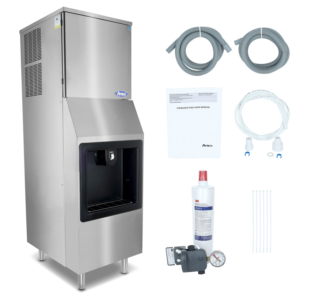 Atosa HD350-AP-161 Hotel Ice Machine & Dispenser Full Cube Ice 23"W X 29-1/2"D X 70-9/10"H
