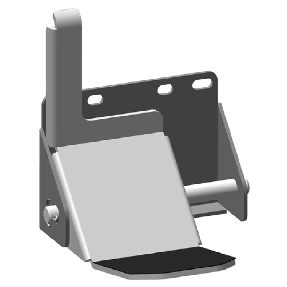 Metal mounting bracket for Hoshizaki HS-5379 door foot pedal with angled platform and holes