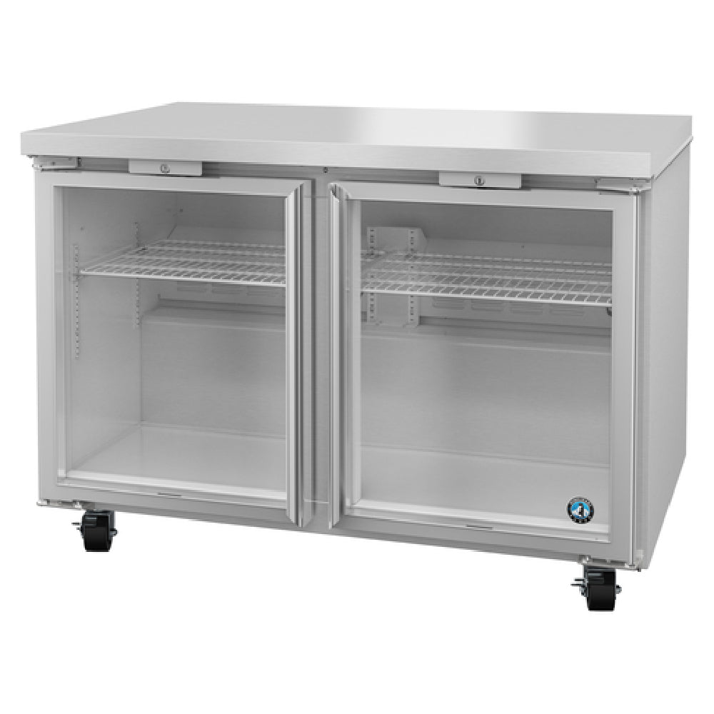Stainless steel Hoshizaki Steelheart Series Undercounter Refrigerator with glass doors