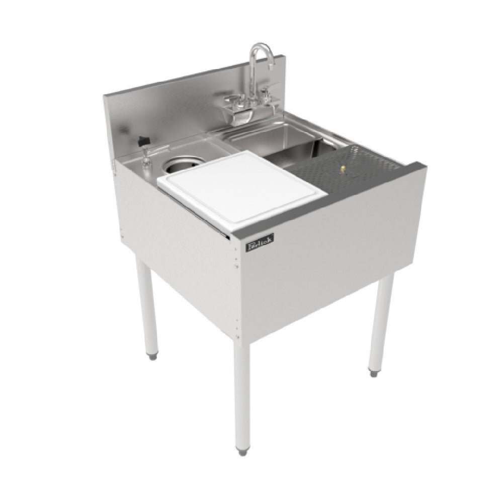 Perlick TSF24PS-SBRT - TSF Series Underbar Prep Sink, 24" W X 24" D X 36" H, With Sink Bowl (9.75"W X 10.5" FTB X 6" D)