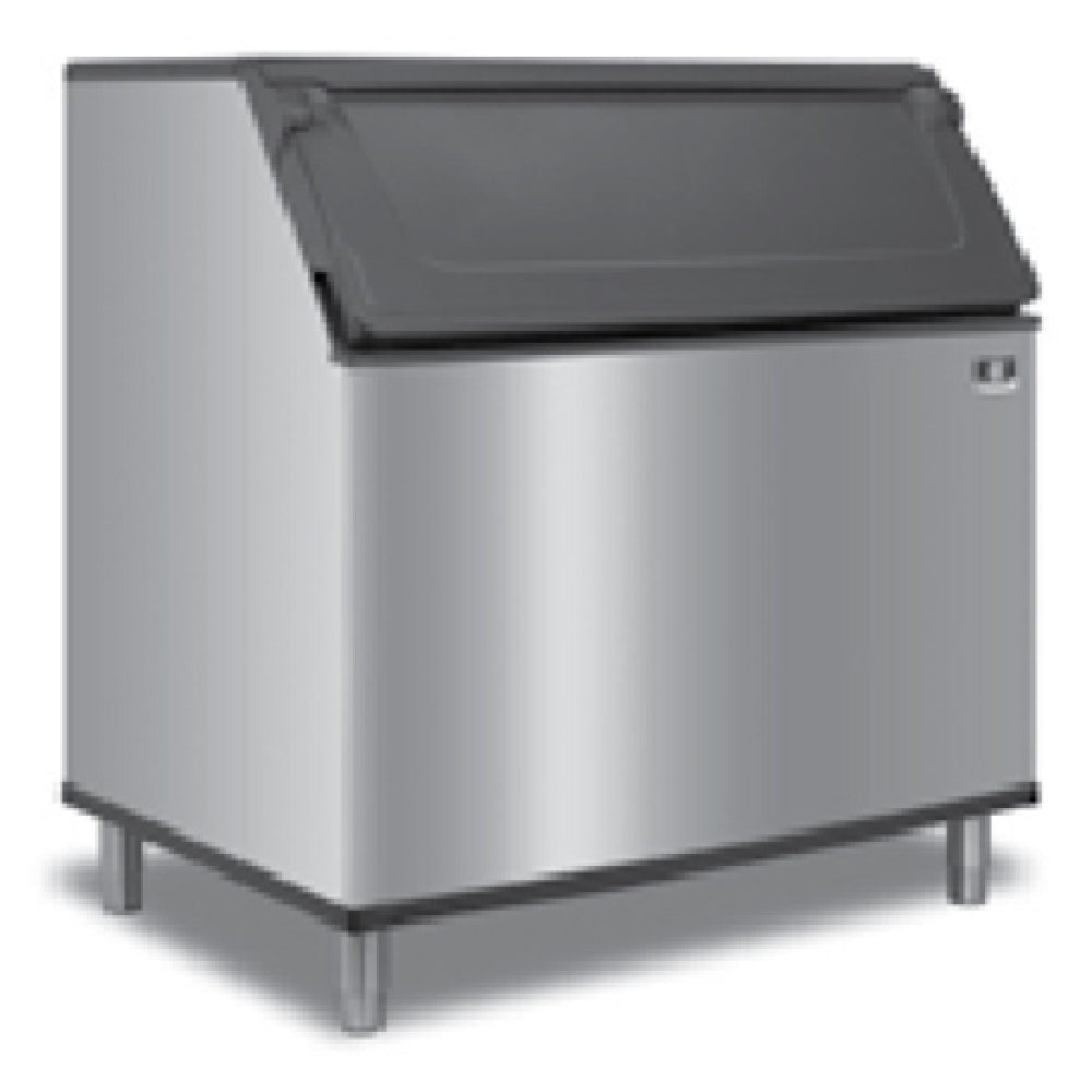 Stainless steel commercial ice bin with slanted top lid, Manitowoc D970 Ice Bin
