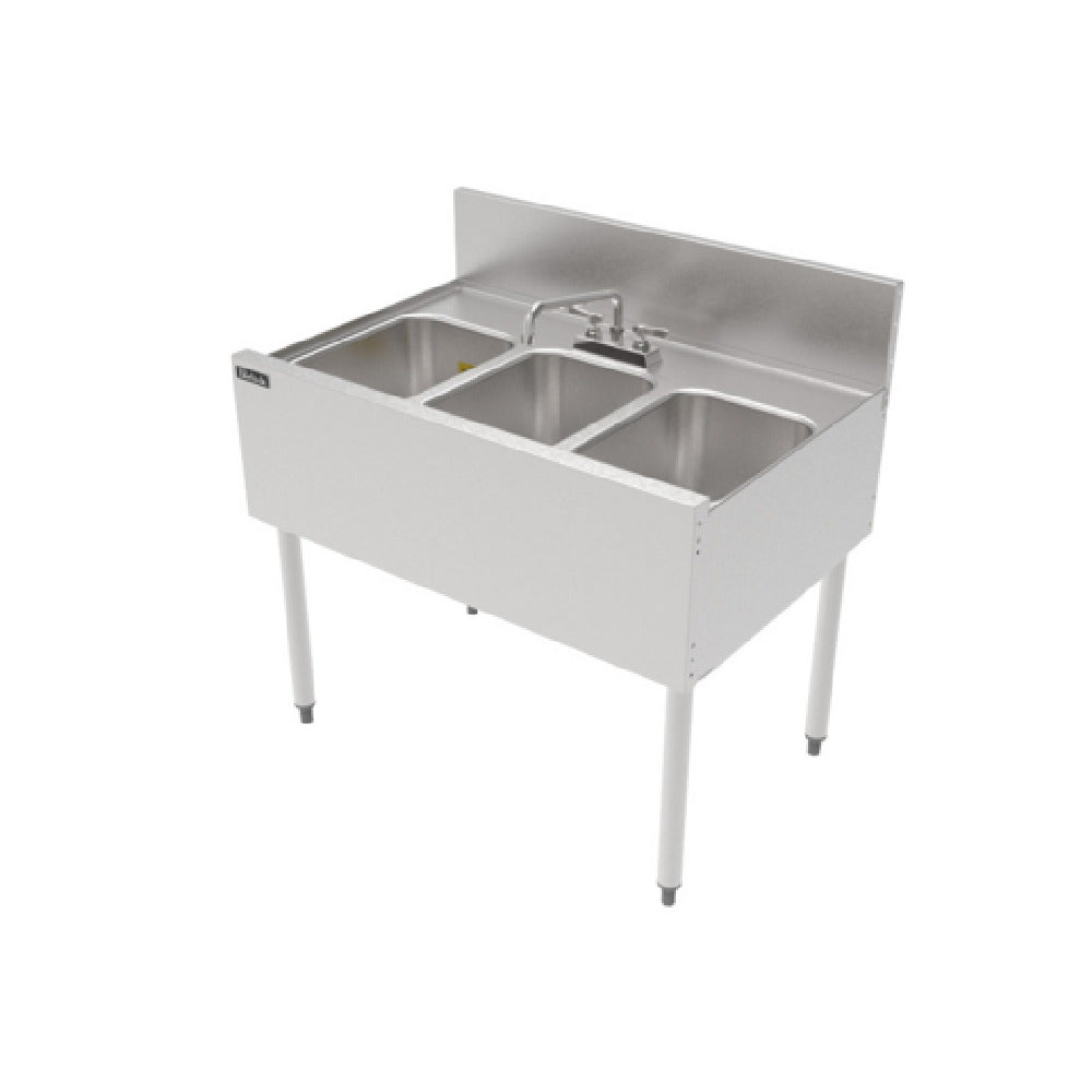 Perlick TSF36M3 - TSF Series Underbar Multi-tank Sink Unit, Three 18 Gauge Stainless Steel Compartment