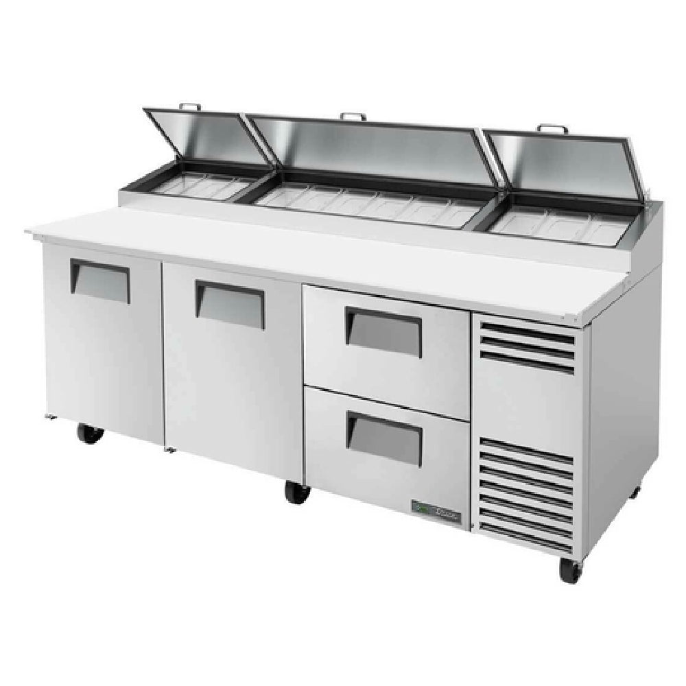 True Mfg. - General Foodservice TPP-AT2-93D-2-HC - Pizza Prep, 33 - 41°F Pan Rail