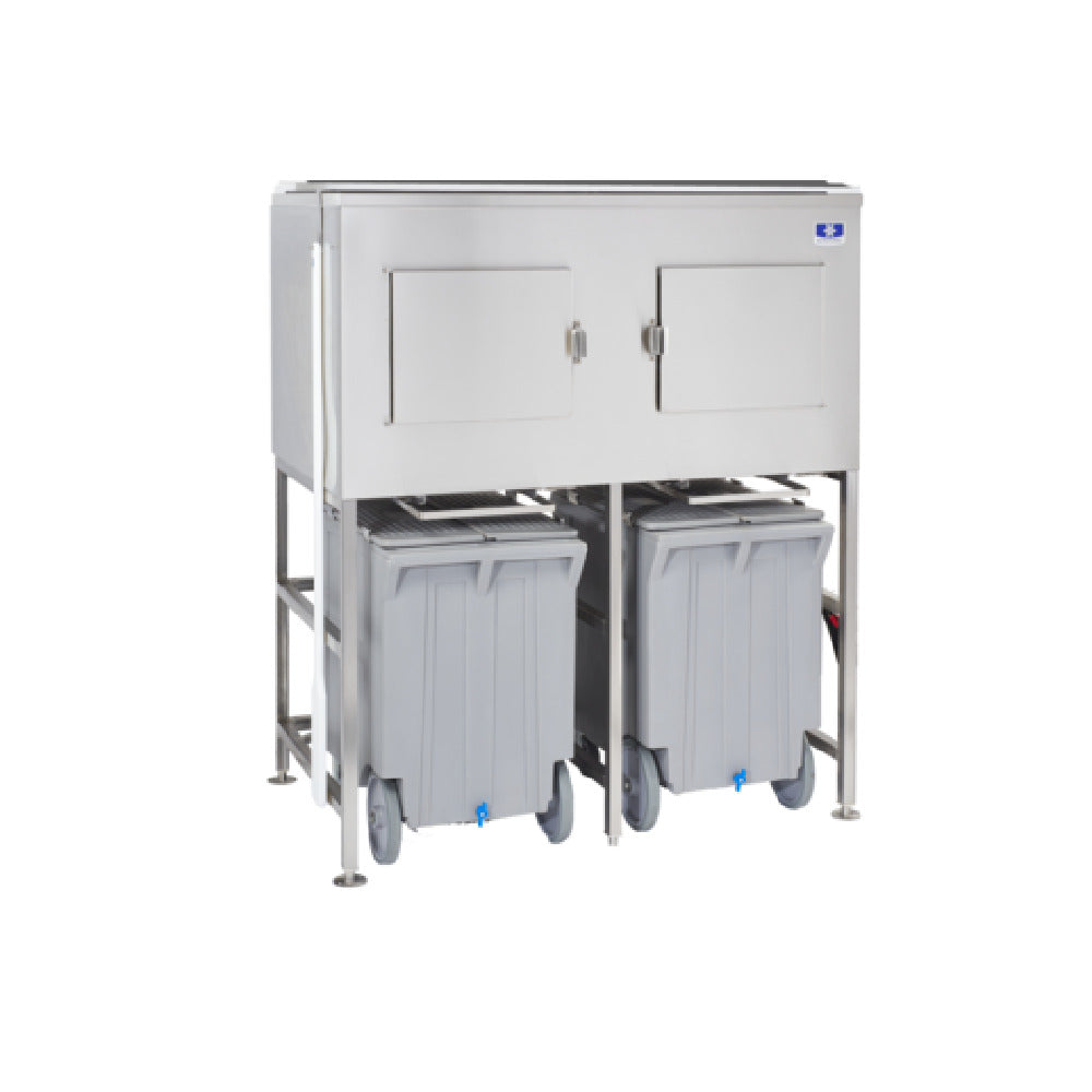 Metal storage cabinet with wheeled bins under Manitowoc Large Bin Cart System