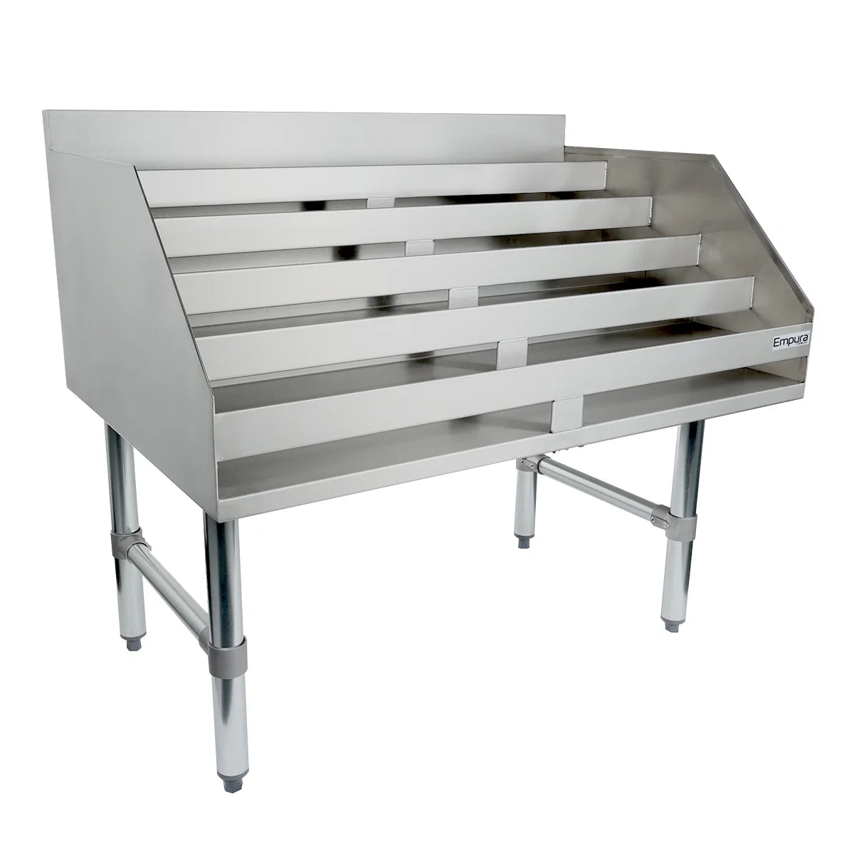 Empura Stainless ELS3623 Underbar Liquor Display Stand 36"W X 23"D X 33"H 18 Gauge 304 Ss Bottom/back/sides/hat Channel And Steps
