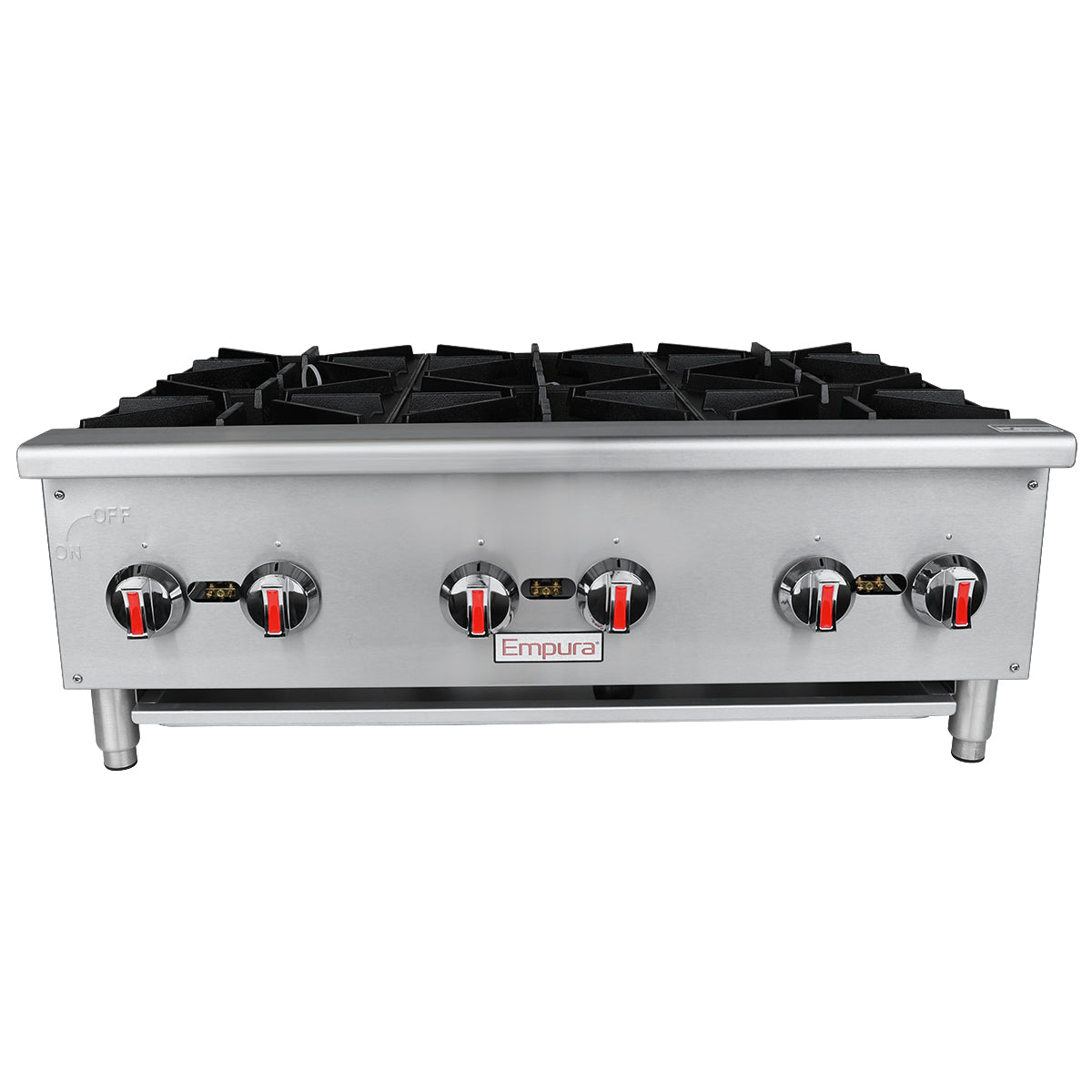 Empura Equipment EHP-6 Standard Duty Gas Hot Plate 35.6"W X 28.5"D X 13.7"H With 12" X 12" Cast Iron Top Grates